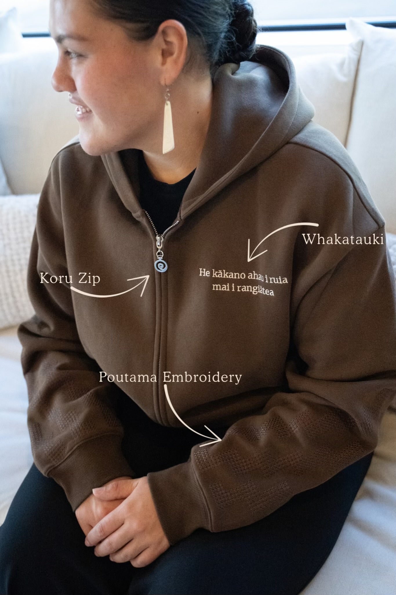 Whakapapa Zip Up Hoodie - Adults