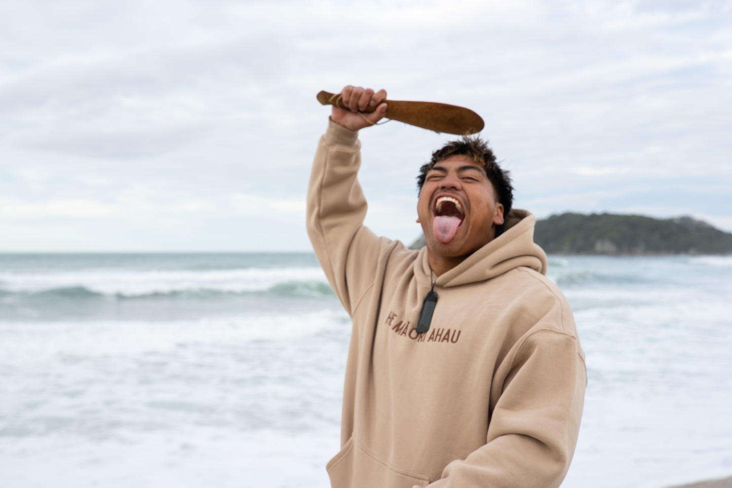 Adults He Māori Hoodie - Beige