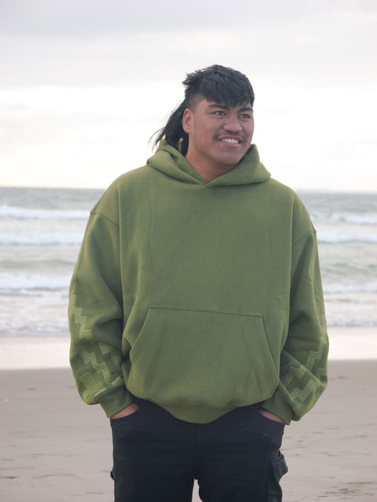 The Poutama Hoodie - Pounamu Green
